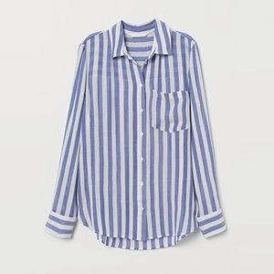 H&M Flowy Striped Viscose Button Up Blue/White - 12/L